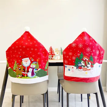 Рождественский чехол для стула из нетканого материала с принтом снеговика и лося из мультфильма 