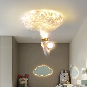 Светодиодная лампа Jet Rocket для мальчиков и девочек, лампа для декора детской комнаты, креативный мультяшный самолет, Потолочный светильник в скандинавском стиле для спальни, люстры E27