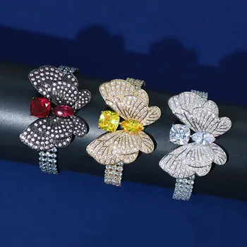 Серебро S925 с индивидуальной бабочкой, браслеты из циркона для женщин, Сверкающие украшения для коктейлей на День Святого Валентина, Подарки