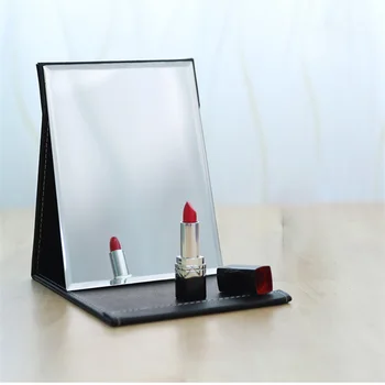 Складное зеркало для макияжа TSHOU299 из искусственной кожи, Портативное Регулируемое Прямоугольное ультратонкое настольное зеркало высокой четкости, используемое для путешествий, Косметическое зеркало