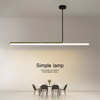 Современная минималистичная светодиодная люстра с регулируемой яркостью с длинной трубкой черного цвета для стола, кухни, столовой, аксессуаров, подвесных светильников, декоративных светильников