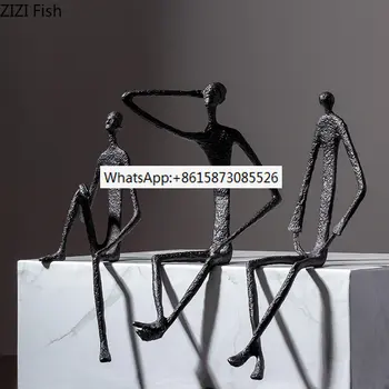 Современные абстрактные металлические фигурки, украшения, скульптура из черного кованого железа, Нерегулярные движения, ремесла, украшения, украшения для дома