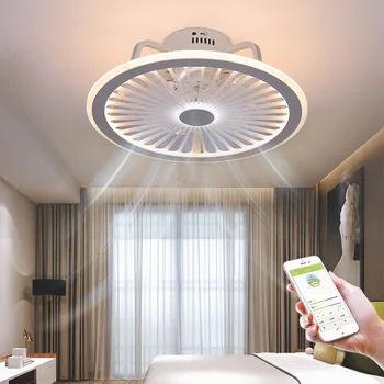 Современные Потолочные Светильники Smart Fan Со Светодиодной Подсветкой И Управлением Вентиляторами Для Спальни Детской Комнаты Дома С Низким Профилем 220v Home Decor