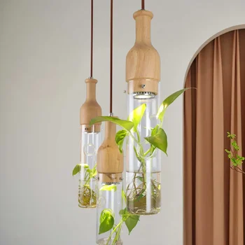 Современные светодиодные подвесные светильники для растений, люстры для деревянных стеклянных бутылок, светильник для промышленного декора, подвесная лампа E27 led lampara lighting