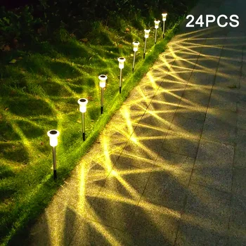 Солнечные фонари для дорожки Яркий RGB Меняющий цвет Теплый белый Наружный Водонепроницаемый Садовый светильник с питанием от ландшафтной дорожки для двора