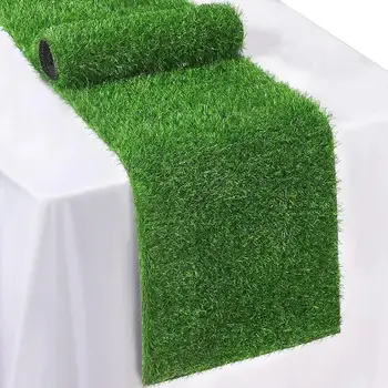 Стол с искусственной травой, Ковровая Дорожка, Реалистичный Ландшафтный Дизайн из натуральной Зеленой травы, Украшение для дома, гостиной, фестиваля, свадьбы
