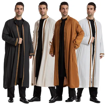 Традиционная исламская Одежда Ид Ближнего Востока Джубба Тобе Мужчины Арабо-мусульманские Халаты Мода Досуг Кафтан С длинными рукавами Подарки Мужу