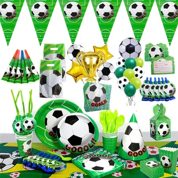 Украшения для дня рождения в футбольной спортивной тематике, подарочные пакеты на футбольную тематику, Соломенная тарелка, детская одежда для мальчиков, принадлежности для детских мероприятий по всему миру