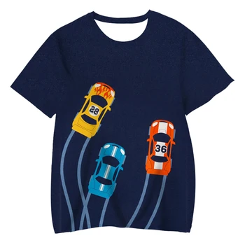 Футболка для мальчиков с принтом автомобиля, летняя одежда для малышей, топ с коротким рукавом, милая футболка для младенцев, повседневная хлопковая детская футболка